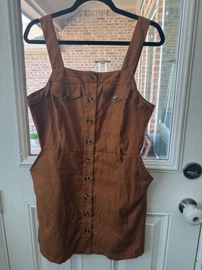 J for Justify Burnt Orange Button-Front Tank Dress